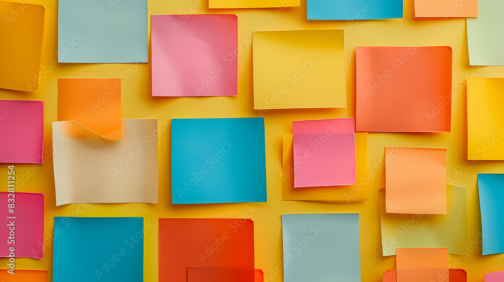 A wall covered in colorful sticky notes A wall covered in colorful sticky notes
