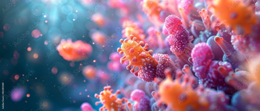 Naklejka premium Probiotic bacteria biology science microscopic medicine