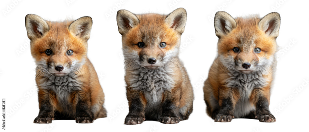 Three Foxes Sitting Next to Each Other Three Foxes Sitting Next to Each Other