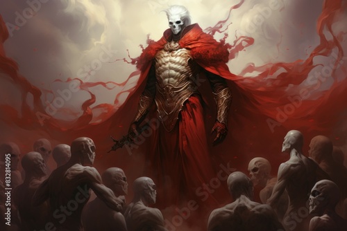 A powerful and fearsome necromancer, commanding legions of undead minions. - Generative AI photo
