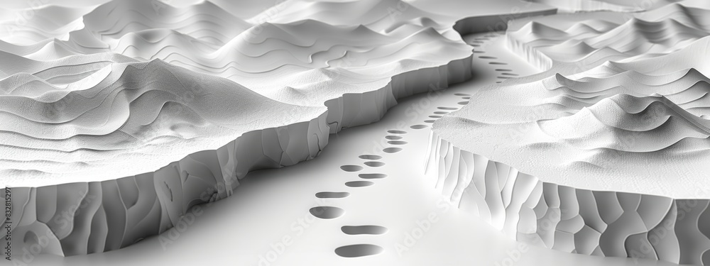 Paper Footprint Path Paper tableau of footprints leading across a blank page, symbolizing ...