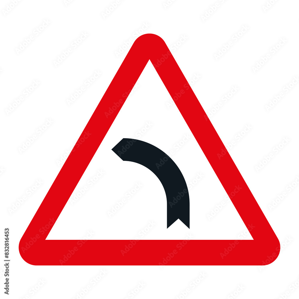 DANGER TRAFFIC SIGNS OF SPAIN, P-13b - Dangerous curve to the left DANGER TRAFFIC SIGNS OF SPAIN, P-13b - Dangerous curve to the left