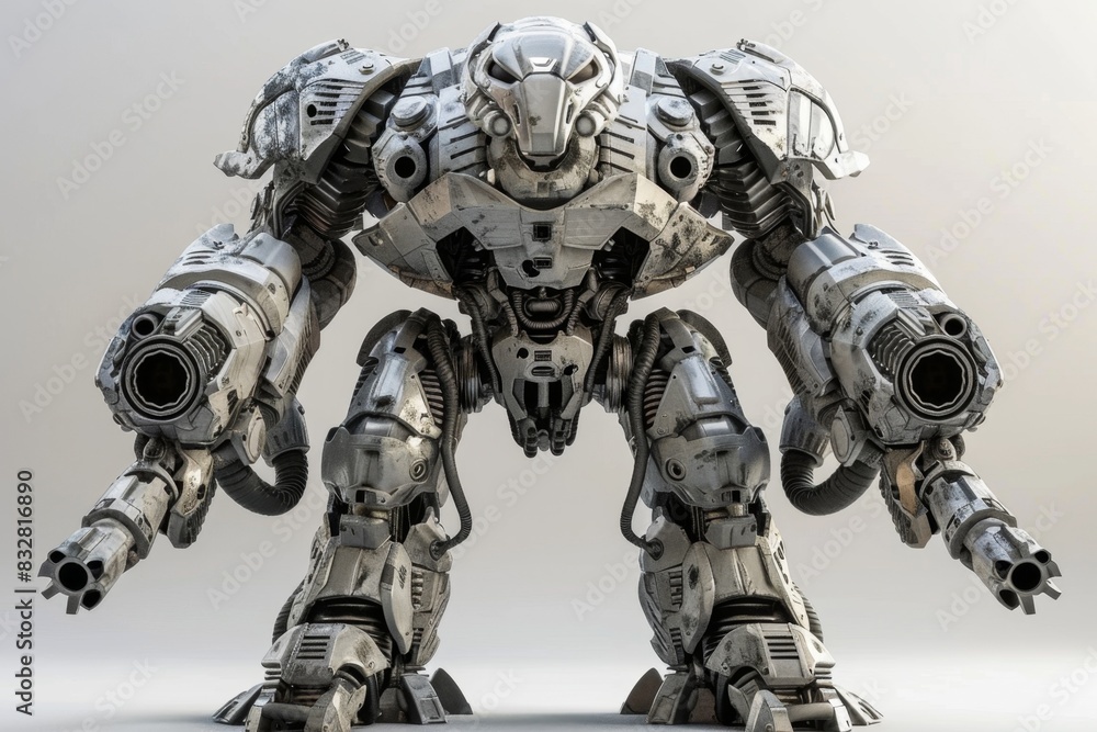 combat robot with heavy armor, weapons and an aggressive appearance combat robot with heavy armor, weapons and an aggressive appearance