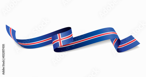Icelandic flag wavy abstract background. Vector illustration.