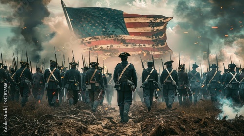 Civil war with america flag background