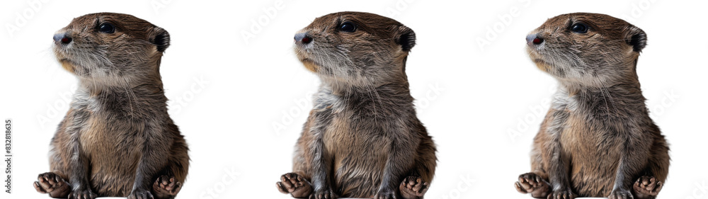 Group of Three Otters Sitting Together Group of Three Otters Sitting Together