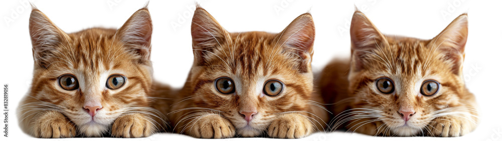 Three Kittens Staring at Camera With Wide Eyes Three Kittens Staring at Camera With Wide Eyes