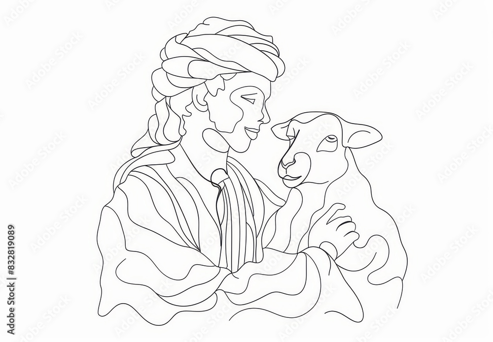 Fototapeta premium Islamic holiday the sacrifice a goat or sheep
