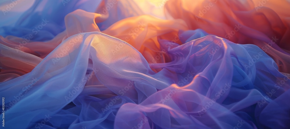 Obraz premium Soothing pastel silk waves soft flowing fabric in calming abstract background with copy space