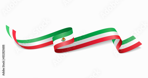 Mexican flag wavy abstract background. Vector illustration.
