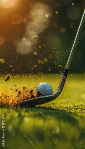 Golf shot  divot in mid air, highlighting power and skill   olympic sport concept