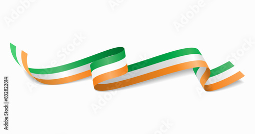 Irish flag wavy abstract background. Vector illustration.