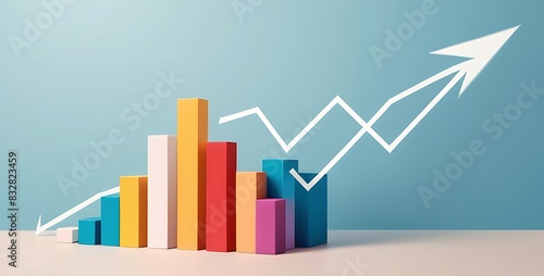 isolated on soft background with copy space Graph with Upward Arrow concept, illustration