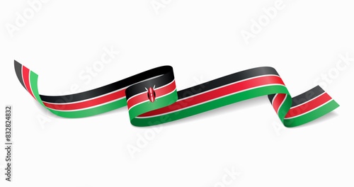 Kenyan flag wavy abstract background. Vector illustration.