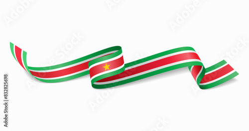 Surinamese flag wavy abstract background. Vector illustration. photo
