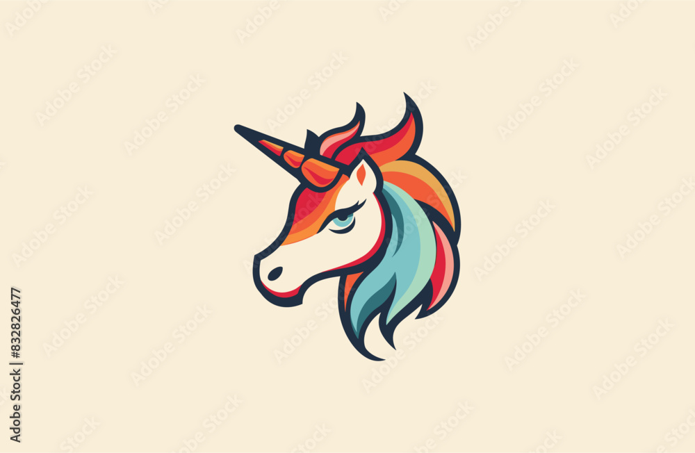 Fototapeta premium Unicorn logo design template vector illustration