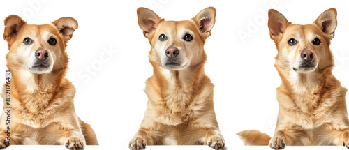 Three Images of a Dog Sitting Down and Looking at the Camera