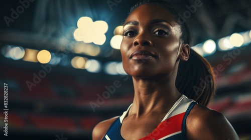 Sportswoman or athlete. Background with selective focus and copy space