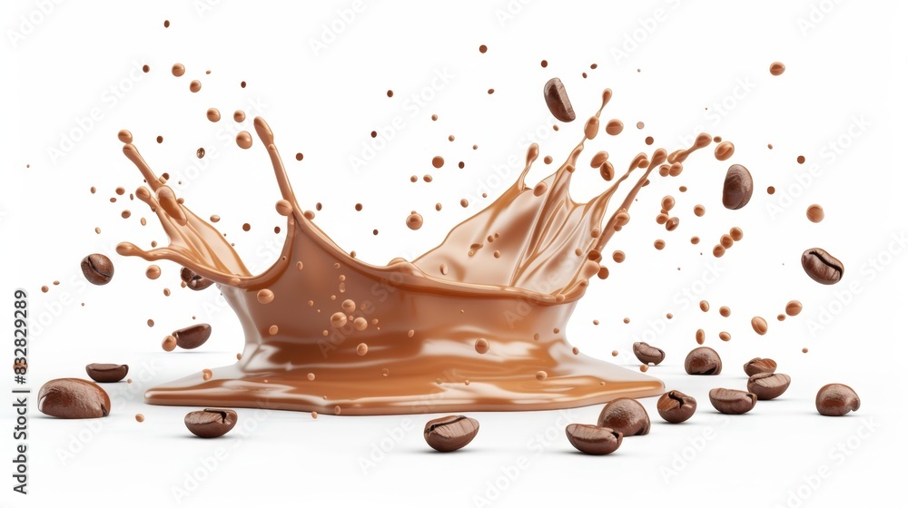 Fototapeta premium Coffee Splash with Beans Generative AI