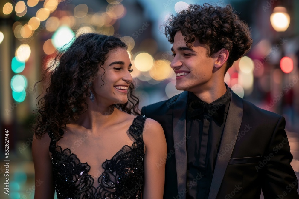 A young couple. Background with selective focus and copy space A young couple. Background with selective focus and copy space