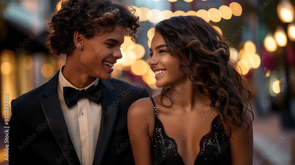 A young couple. Background with selective focus and copy space A young couple. Background with selective focus and copy space