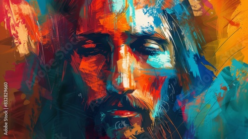 Jesus Christ colorful abstract background