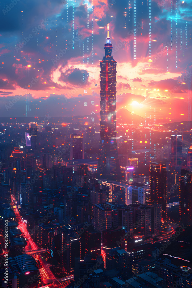 Obraz premium Virtuelle Stadt: Eine Digitale Stadt