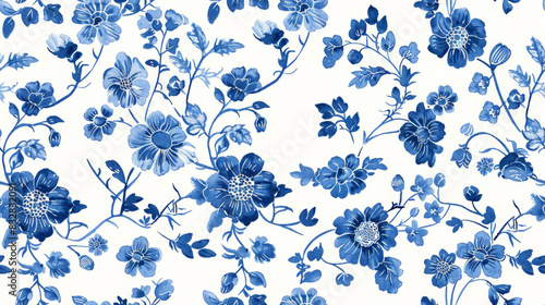 Tile Blue Floral Pattern.