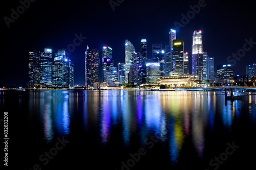 Stunning singapore skyline at night