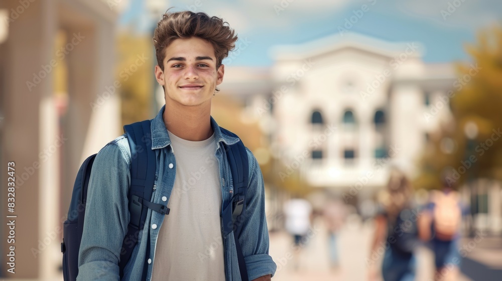 Student goes to class, back to study concept. Background with selective focus and copy space Student goes to class, back to study concept. Background with selective focus and copy space
