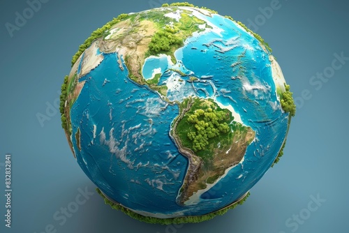 Earth globe with vibrant greenery symbolizing ecological balance and environmental care