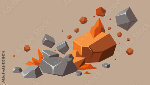 Rough and uneven chunks of clay being transformed into smooth and polished pieces symbolizing the transition from chaotic or negative thoughts to a. Vector illustration