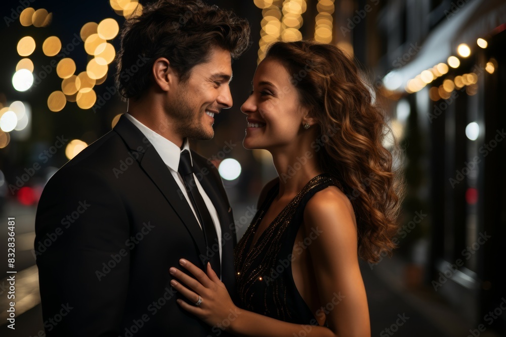 A young couple. Backdrop with selective focus and copy space A young couple. Backdrop with selective focus and copy space
