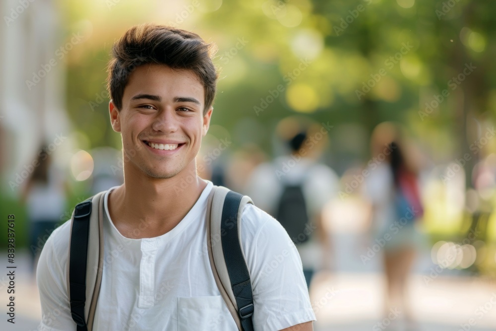 Student goes to class, back to study concept. Background with selective focus and copy space Student goes to class, back to study concept. Background with selective focus and copy space