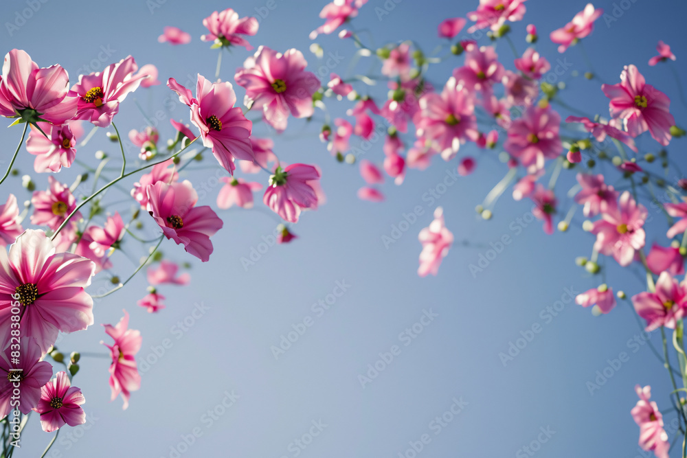 Pink cherry blossom in spring, tree and flowers, floral vector illustration of sakura branch and leaf pattern, Japanese beauty decoration Pink cherry blossom in spring, tree and flowers, floral vector illustration of sakura branch and leaf pattern, Japanese beauty decoration
