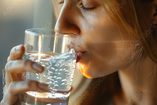 Woman Drinking Water From a Glass photo