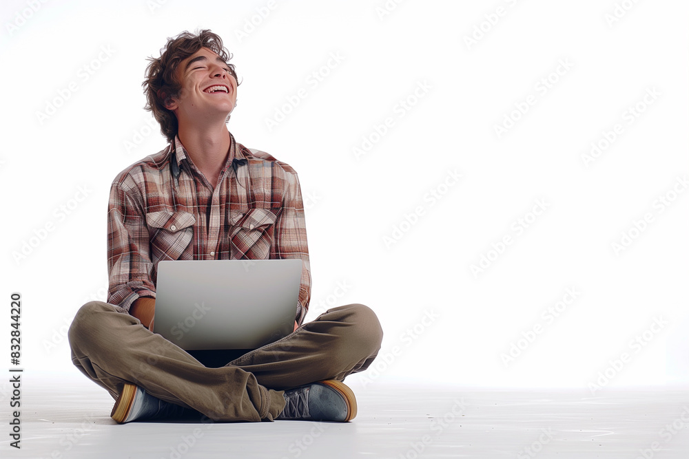 Man Sitting on Floor With Laptop Man Sitting on Floor With Laptop