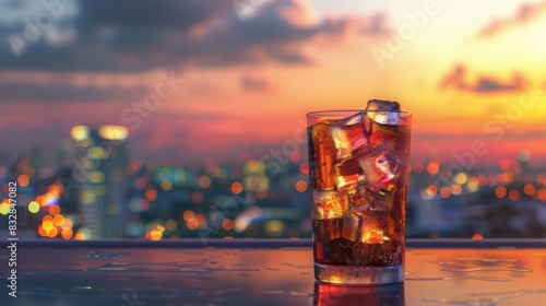 Urban Summer Serenity: Refreshing Drinks with  Sunset