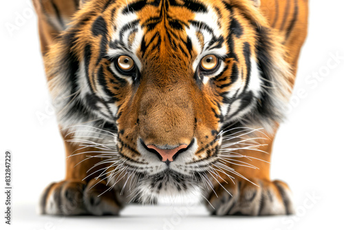 a tiger s face with intense eyes and a focused stare.