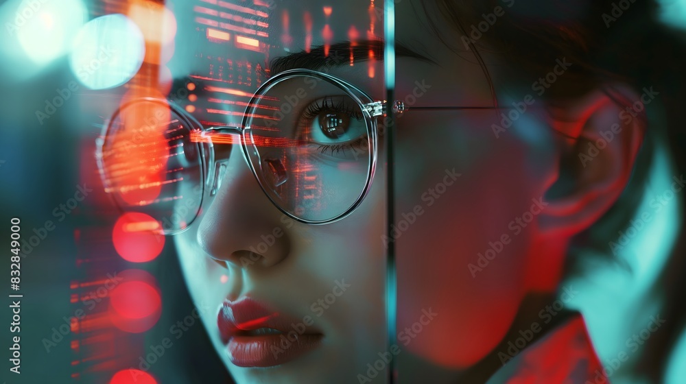 Virtual assistant, Support from a virtual assistant using artificial intelligence, young beautiful woman with digital glitches Virtual assistant, Support from a virtual assistant using artificial intelligence, young beautiful woman with digital glitches