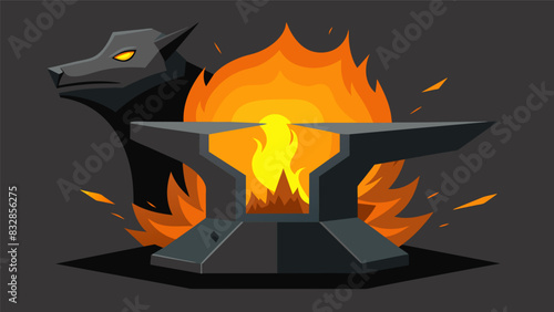 The metal melting furnace glowed like a fierce beast its intense heat capable of turning solid metal into a molten liquid.. Vector illustration