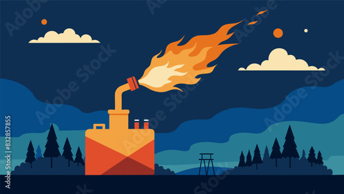 The flaring of gas may be mesmerizing to watch but it also serves as a stark reminder of the finite nature of our natural resources.. Vector illustration