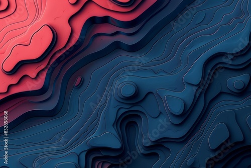 futuristic topographic contour map with contrasting red and blue layers abstract vector background