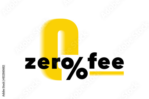 Zero fee logo design with zero and percent sign. Design concept of down payment installment, nil number, free trial period, interest rate. Vector illustration