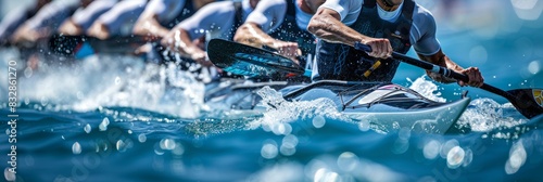 Canoeist s precise grip on paddle demonstrates control in turn, olympic sport concept