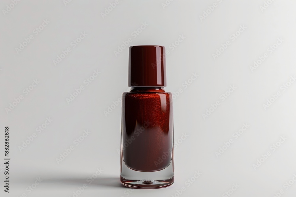 bottle of amber brown nail polish on plain white background from Generative AI bottle of amber brown nail polish on plain white background from Generative AI