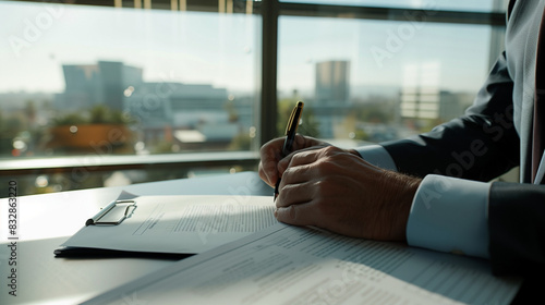 Lawyer reviewing a document