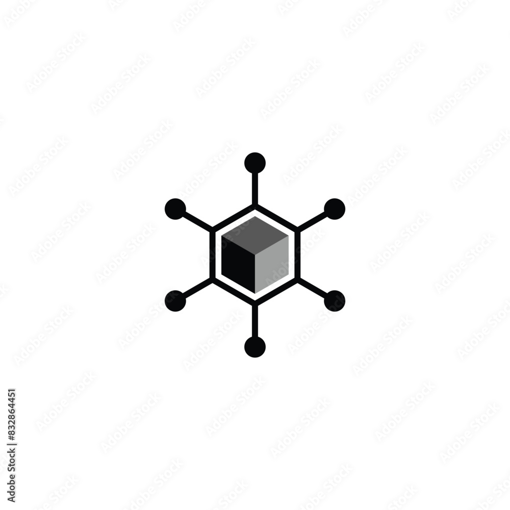 hexagons, molecules, simple science vector logo symbols