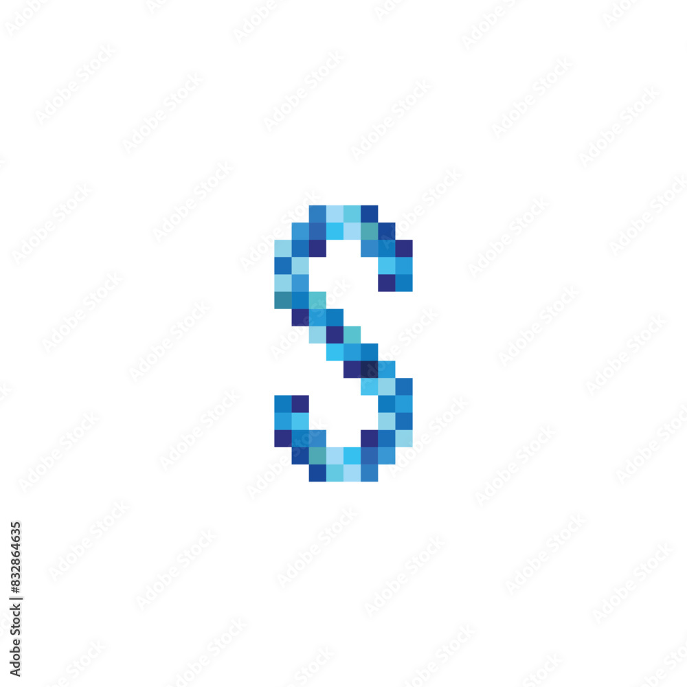 letter S pixels, blue simple symbol logo vector letter S pixels, blue simple symbol logo vector