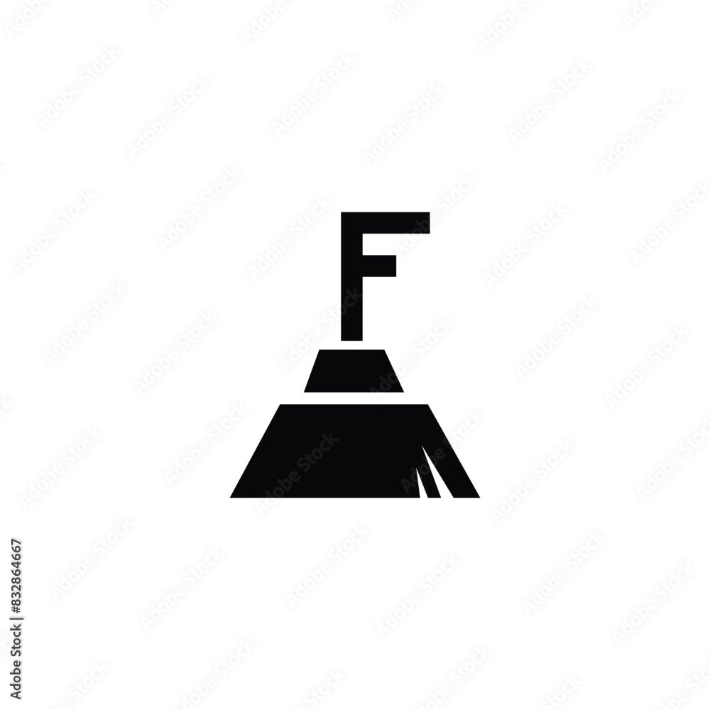 letter F broom simple symbol logo vector letter F broom simple symbol logo vector